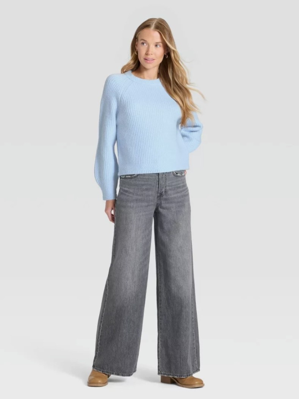 Zara Light Blue Crewneck Sweater